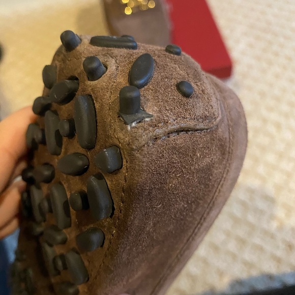 SALVATORE FERRAGAMO WOMENS TAUPE SUEDE SABA LOAFER - Picture 5 of 5